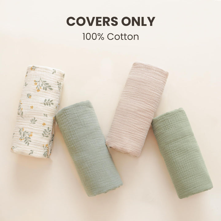 Konssy 2 Pack Muslin Baby Lounger Covers, Covers Only, 30.7" x 20" - Leaf,Green - image 2