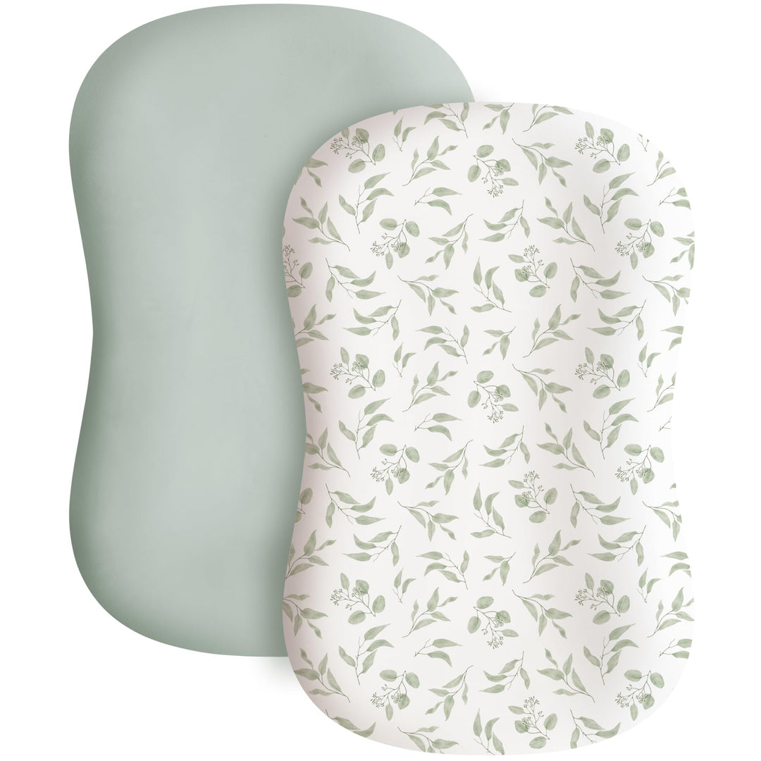 Konssy 2 Pack Baby Lounger Cover, Stretchy Infant Slipcover, Covers Only - Green Leaves,Green - image 1