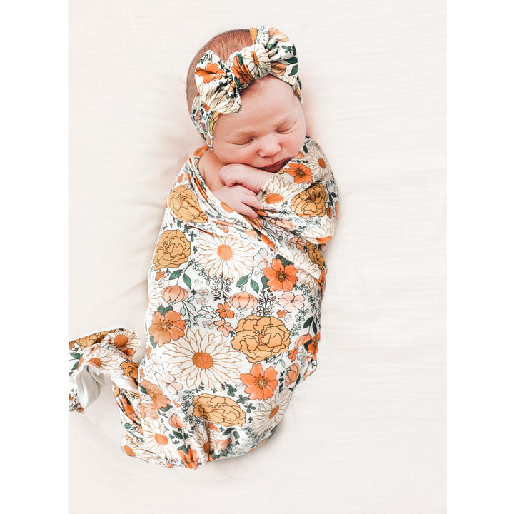 Konssy Baby Blanket & Headband Set, 32 x 32 Inch Swaddle Receiving Blanket - huahui-baotan-New - image 2