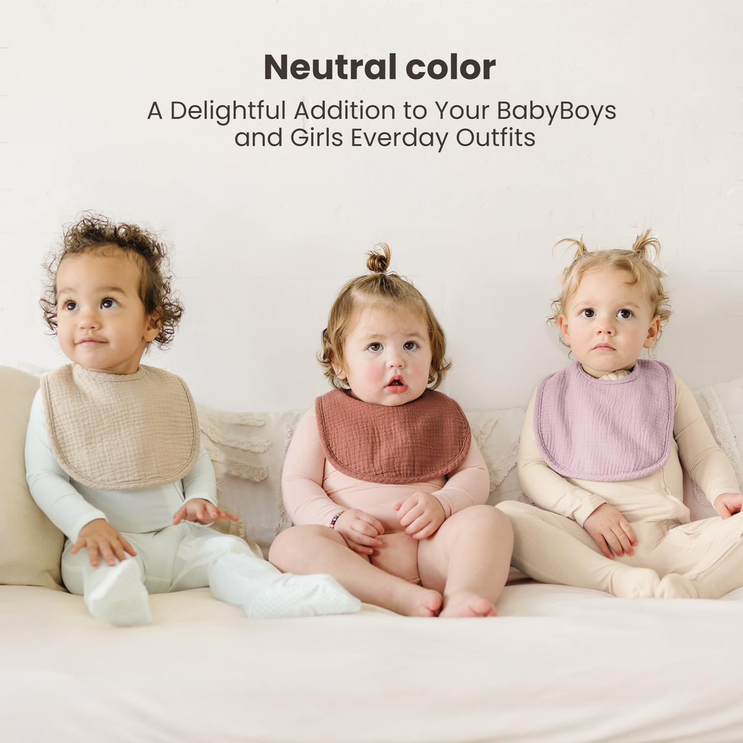 Konssy 10-Pack Muslin Baby Bibs for Drooling and Teething - Dusty Pink - image 2