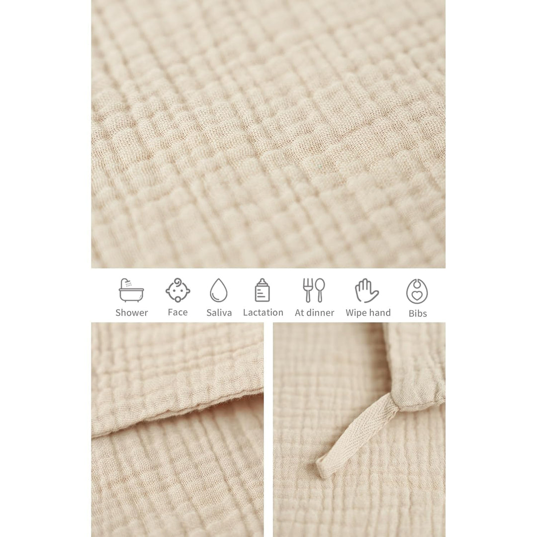 Konssy 6 Pack Muslin Baby Washcloths, 100% Cotton Wash Cloth Set - Pastel Color - image 5