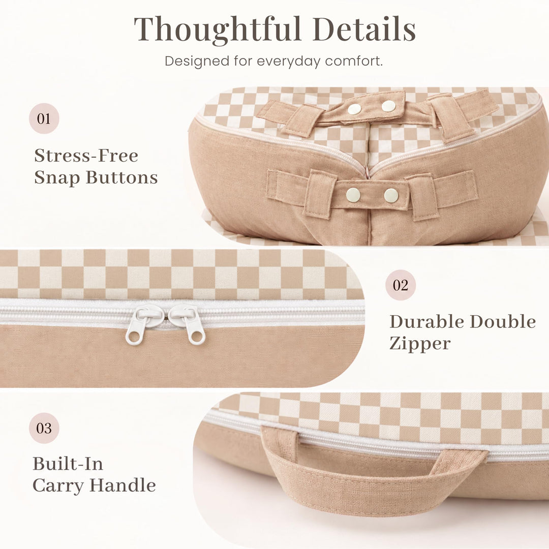 Konssy 100% Cotton Baby Lounger Cover Fits DockATot Deluxe+, Cover Only - Coffee Check - image 5
