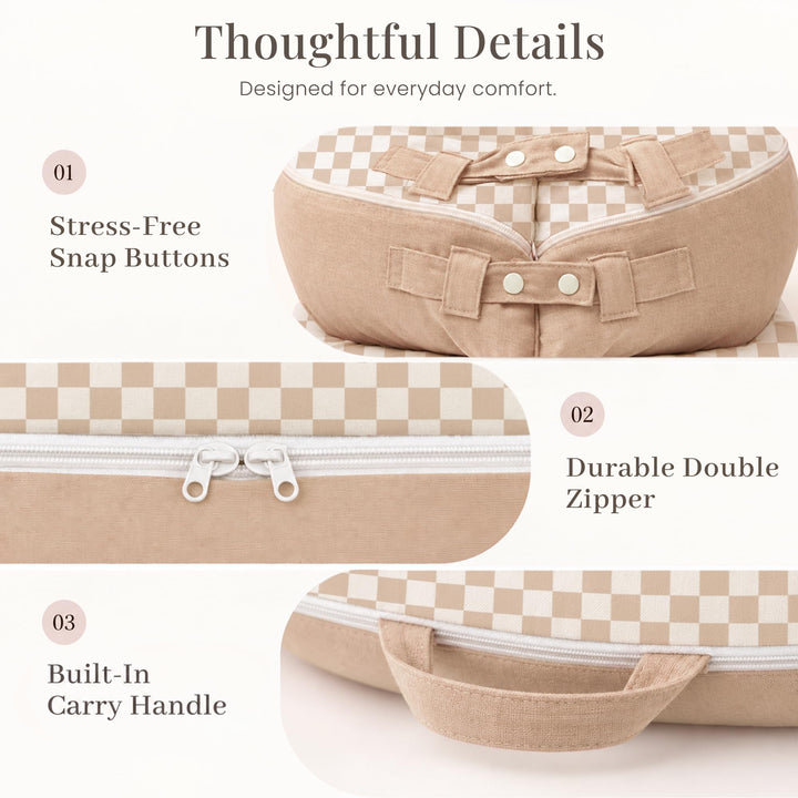 Konssy 100% Cotton Baby Lounger Cover Fits DockATot Deluxe+, Cover Only - Coffee Check - image 5