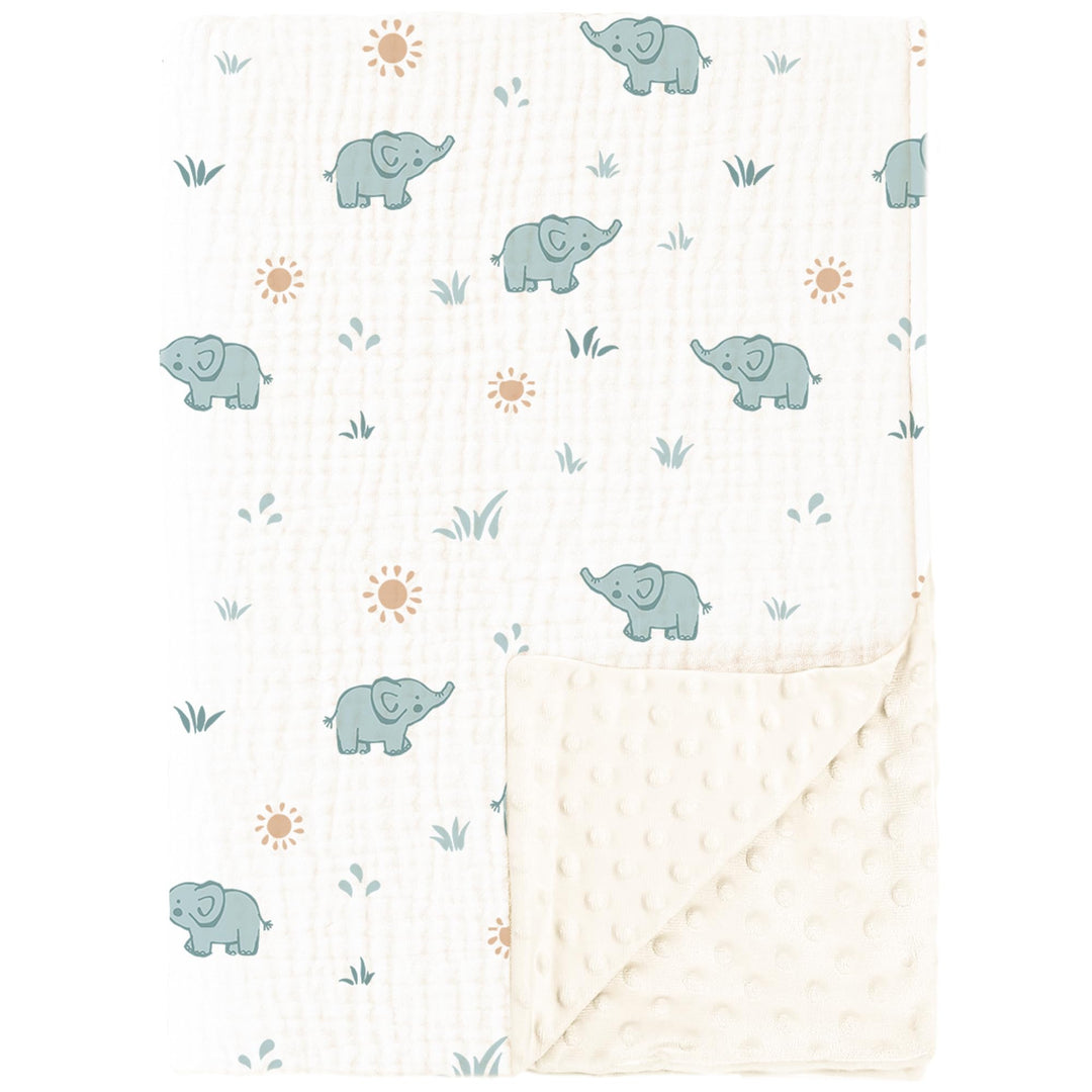 Konssy Soft Muslin Baby Blanket for Unisex Boys & Girls, 30 x 40 Inch - Elephant - image 1
