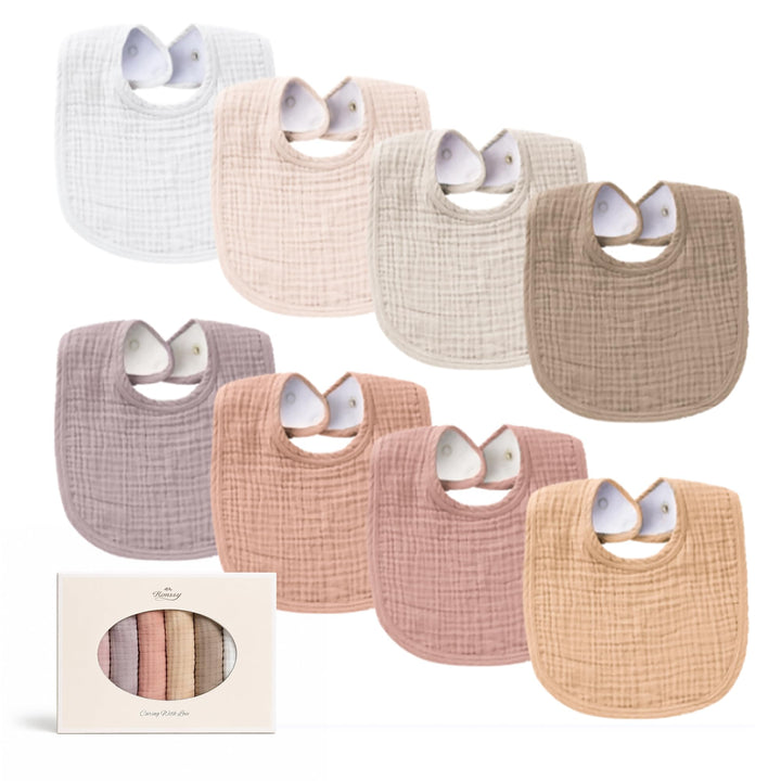 Konssy 8-Pack Muslin Baby Bibs, Adjustable Fit for Drooling and Teething - Purple - image 1