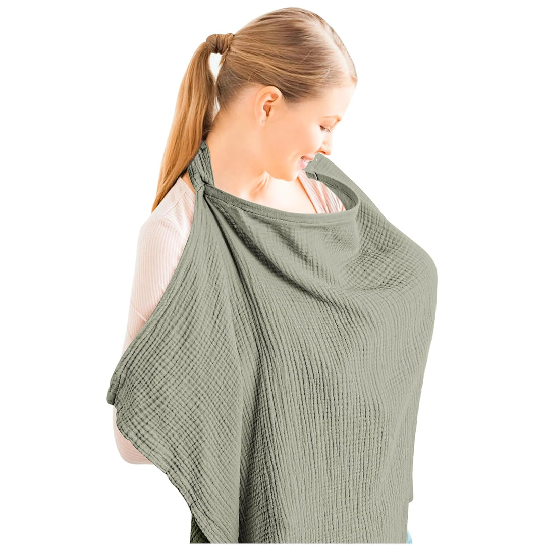 Konssy Muslin Nursing Cover Up for Breastfeeding with Rigid Hoop 100% Cotton Nursing Apron, Lightweight & Breathable, Carseat Canopy, Breast Feeding Covers for Women