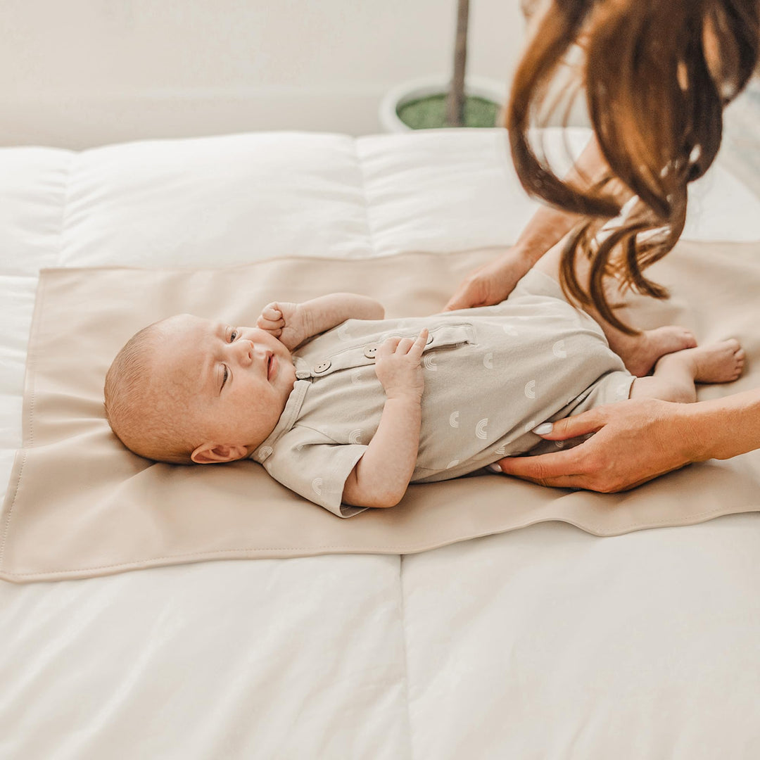 Konssy Faux Leather Waterproof Baby Changing Mat 2 Pack, Regular, 32"x20" - Blush,Beige - image 3