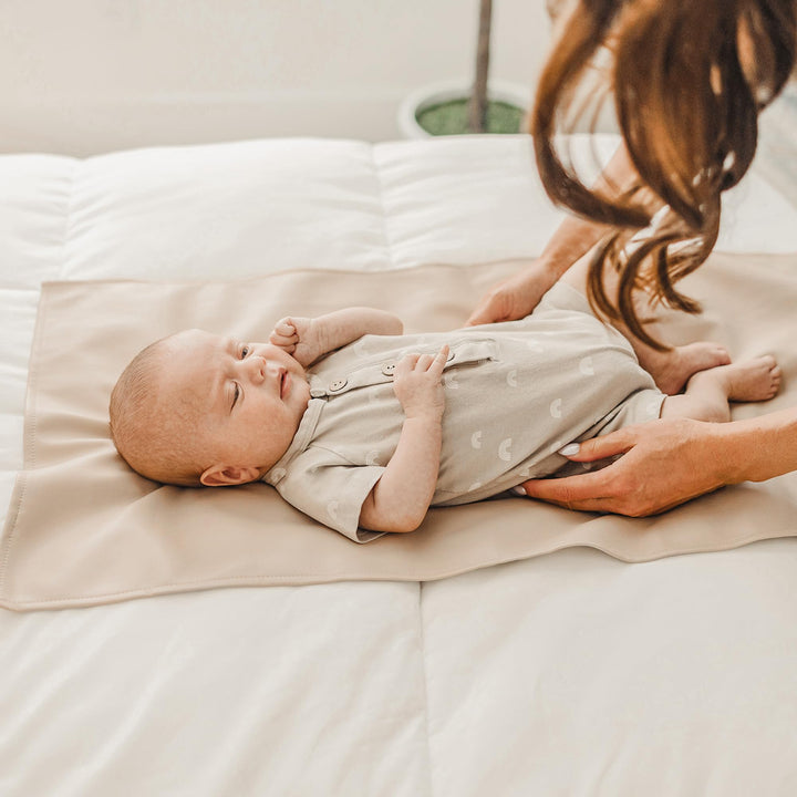 Konssy Faux Leather Waterproof Baby Changing Mat 2 Pack, Regular, 32"x20" - Blush,Beige - image 3