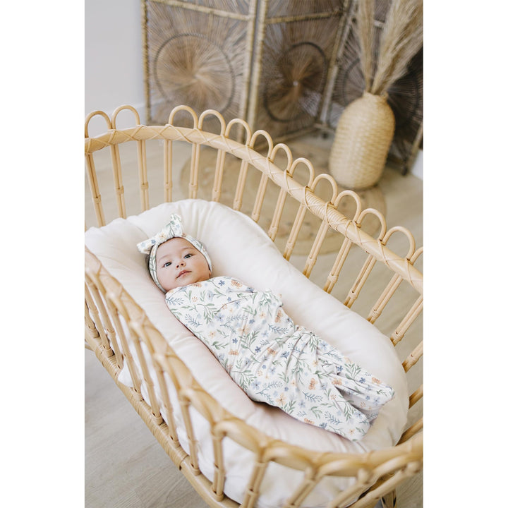 Konssy Newborn Swaddle Blanket with Beanie Hat Set, Baby Receiving Blanket - Blue Grass - image 5