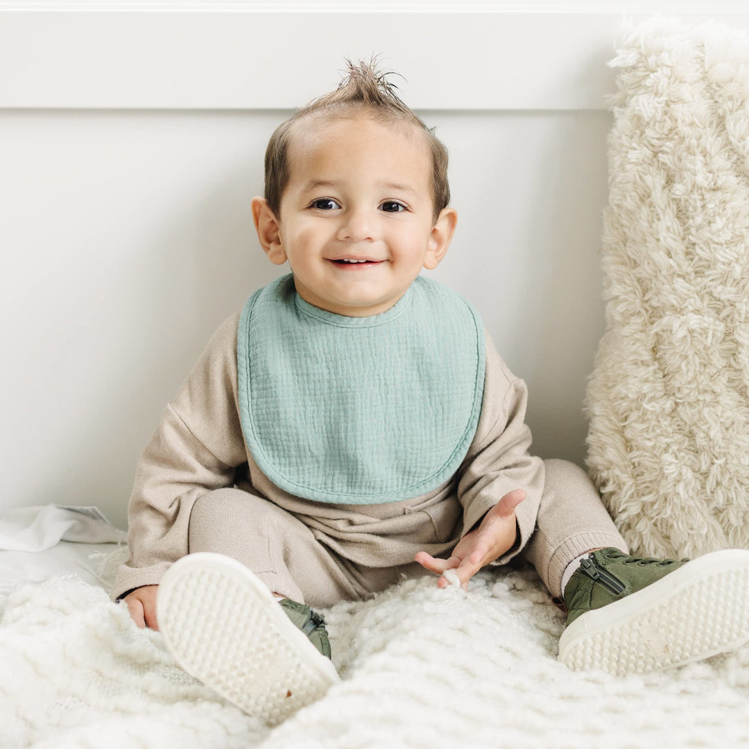 Konssy 8-Pack Muslin Baby Bibs, Adjustable Fit for Drooling and Teething - Clay - image 6