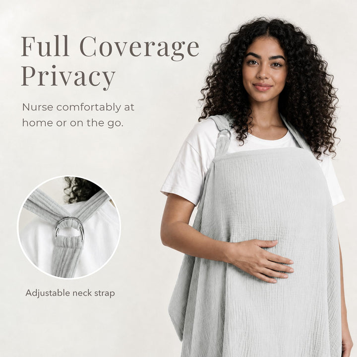 Konssy Muslin Nursing Cover Up for Breastfeeding with Rigid Hoop - Grey - image 2