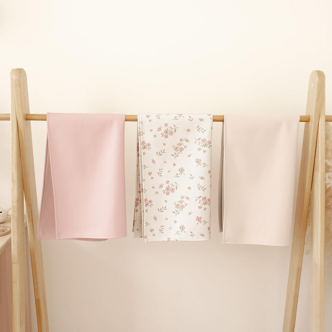 Konssy Faux Leather Waterproof Baby Changing Mat 2 Pack, Regular, 30"x17" - Blossom,Pink - image 6
