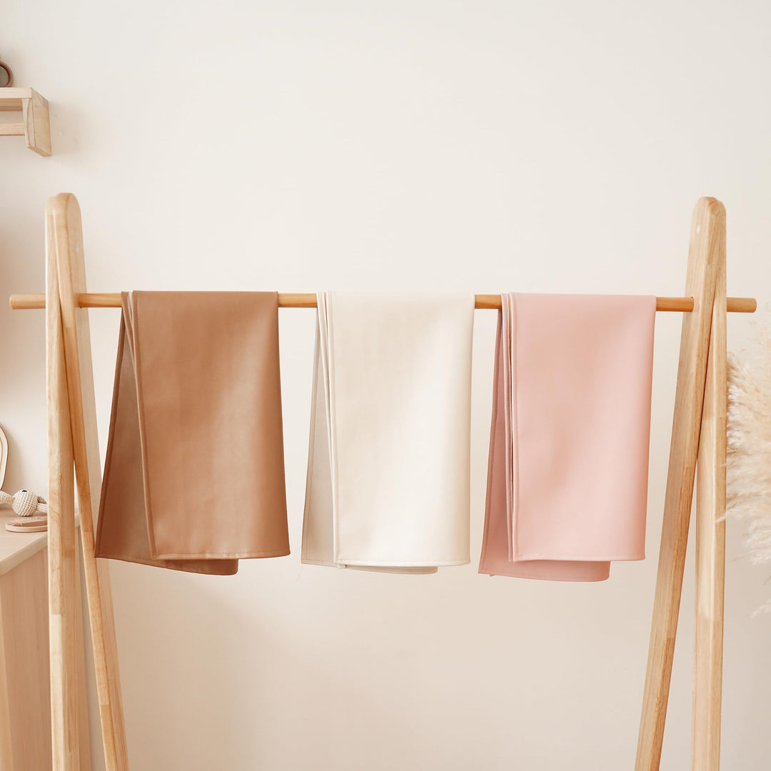 Konssy Faux Leather Waterproof Baby Changing Mat 2 Pack, Regular, 30"x17" - Blush,Beige - image 6