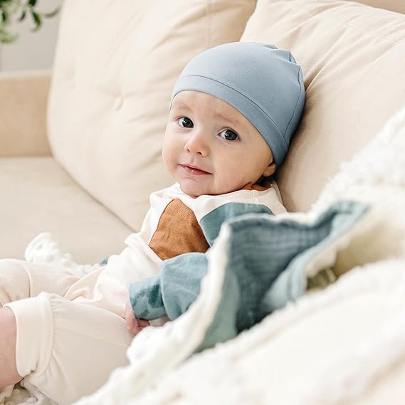 Konssy 6-Pack Baby Beanie Hats for Newborns, Soft Infant Caps for Boys & Girls