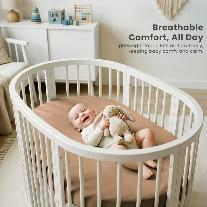 Konssy 3 Pack Stretchy Bassinet Sheets for Baby Girls and Boys, 32"x16" / Silky-Soft & Breathable, Bassinet Mattress Sheet, Compatible with Halo Bassinest Swivel Sleeper, Graco, Snoo