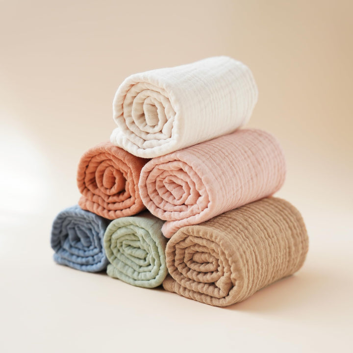 Konssy 6-Pack Thick Muslin Baby Burp Cloths, 6-Layer Ultra Soft Cotton - Khaki - image 7