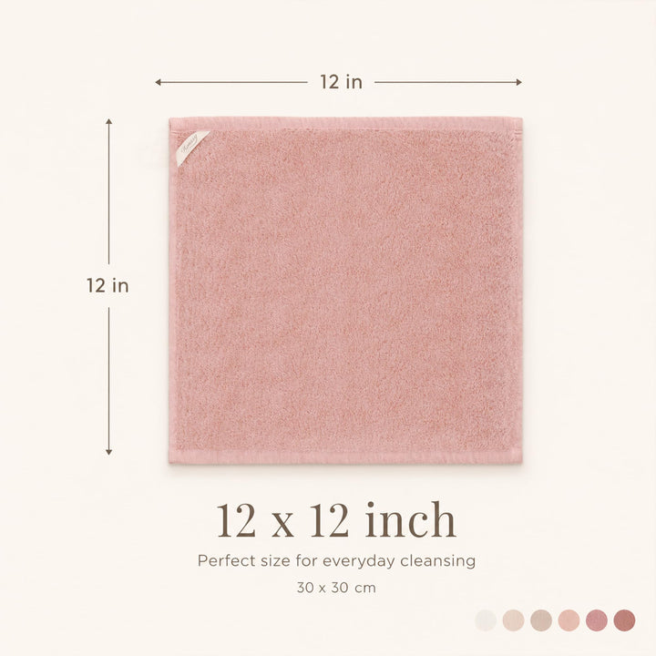Konssy 6-Pack 100% Cotton Terry Face Cloths, Soft Wash Cloths for Women - Pink - image 8
