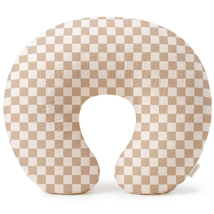 Konssy Muslin Nursing Pillow Covers, Soft Cover for Breastfeeding Pillows - Coffee Check - image 1