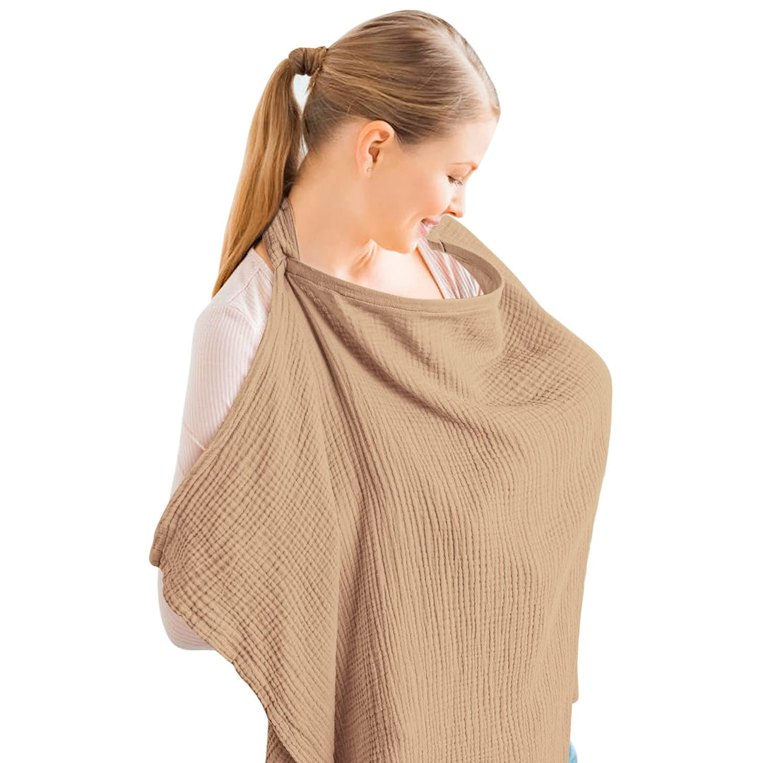 Konssy Muslin Nursing Cover Up for Breastfeeding with Rigid Hoop 100% Cotton Nursing Apron, Lightweight & Breathable, Carseat Canopy, Breast Feeding Covers for Women