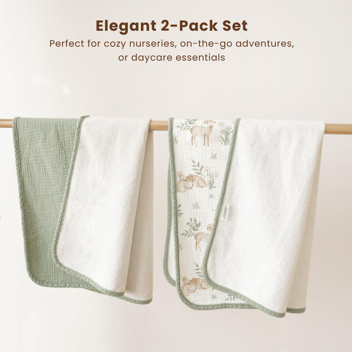 Konssy 2 Pack Waterproof Muslin Portable Changing Pad, Diaper Changing Mat - Woodland,Sage - image 6