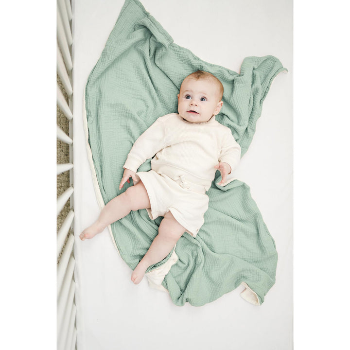 Konssy Soft Muslin Baby Blanket for Unisex Boys & Girls, 30 x 40 Inch - Green - image 4