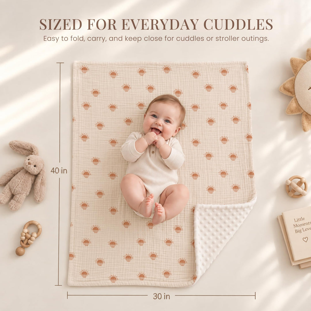 Konssy Soft Muslin Baby Blanket for Unisex Boys & Girls, 30 x 40 Inch - Afterglow - image 5