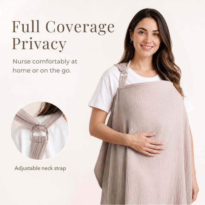 Konssy Muslin Nursing Cover Up for Breastfeeding with Rigid Hoop - Taupe - image 2