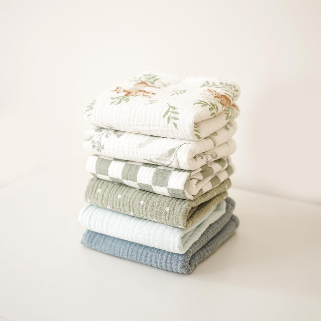 Konssy 6 Pack Large Muslin Baby Burp Cloths and Burp Rags Set for Newborn - Woodland - image 7