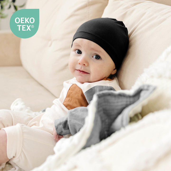 Konssy 6 Pack Baby Newborn Hats, Soft Beanie Hat for Infant Boys Girls 0-6M - Grey - image 3