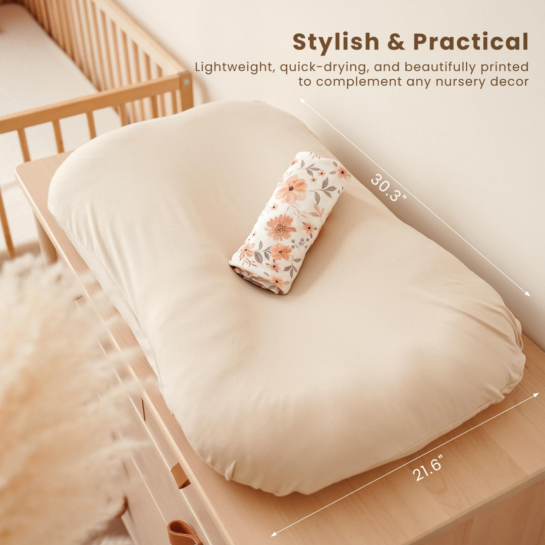 Konssy 2 Pack Baby Lounger Cover, Stretchy Infant Slipcover, Covers Only - Flourish,Cream - image 5