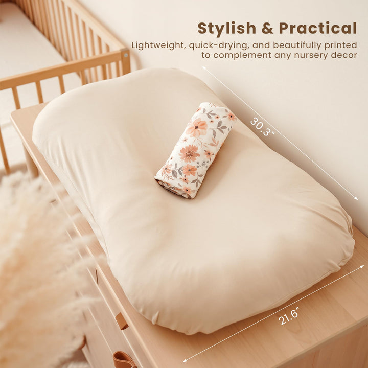 Konssy 2 Pack Baby Lounger Cover, Stretchy Infant Slipcover, Covers Only - Flourish,Cream - image 5