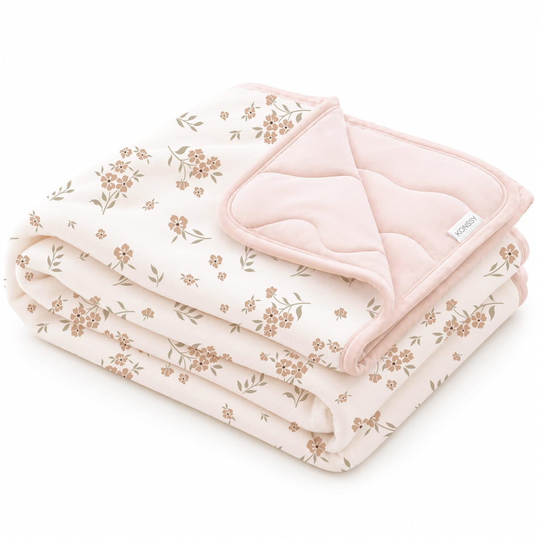Konssy Floral & Quilted Baby Blanket for Girls, 33.5 x 45 in - Blossom - image 1