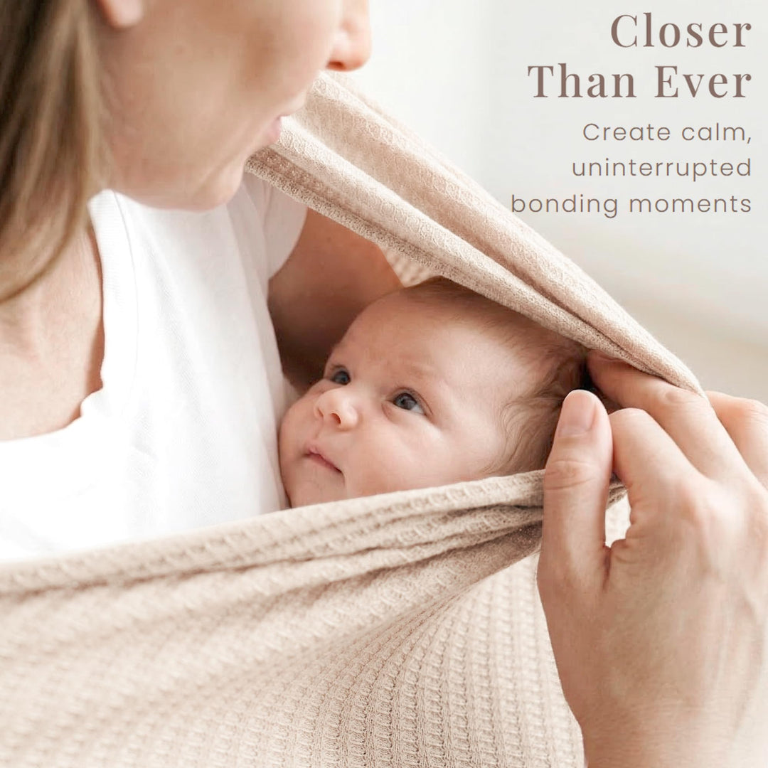 Konssy Nursing Cover for Breastfeeding, Soft Breathable Privacy Poncho - Beige - image 4