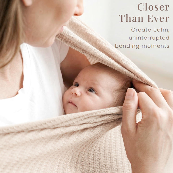 Konssy Nursing Cover for Breastfeeding, Soft Breathable Privacy Poncho - Beige - image 4