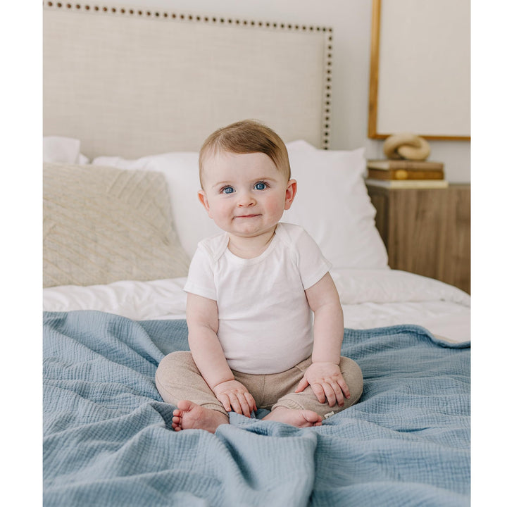 Konssy 100% Cotton Muslin Baby Blanket for Girls Boys, 40"x36"   - Star - image 3