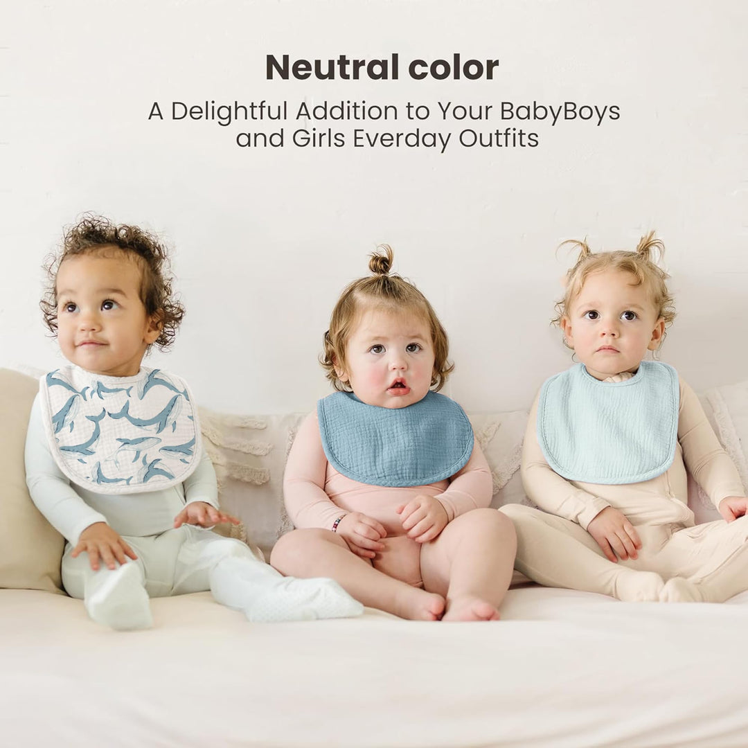 Konssy 10-Pack Muslin Baby Bibs for Drooling and Teething - Ocean Star - image 2