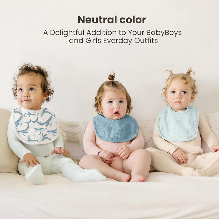 Konssy 10-Pack Muslin Baby Bibs for Drooling and Teething - Ocean Star - image 2