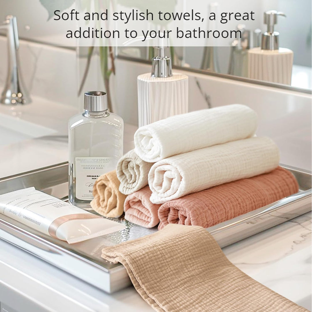 Konssy 7 Pack Face Cloths, 100% Muslin Cotton Wash Cloth for Washing Face - Brown - image 6