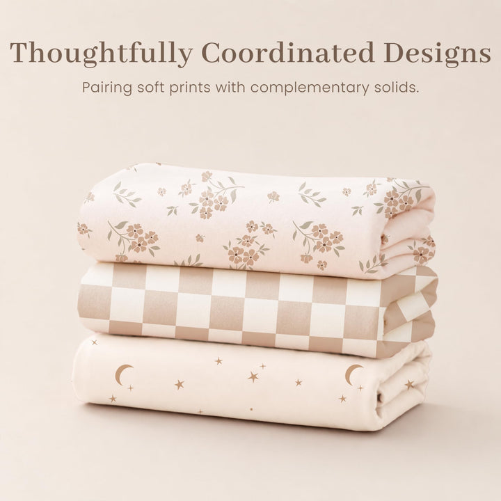 Konssy 2-Pack Stretchy Swaddle Blankets, Baby Receiving Blankets, 41"x41" - Moon, Coffee Check - image 7