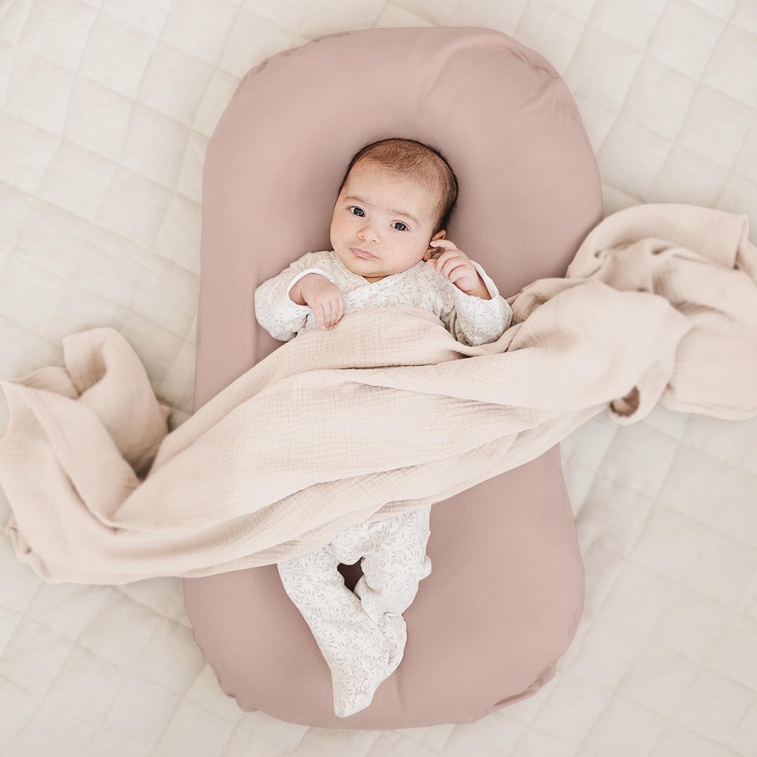 Konssy 2 Pack Baby Lounger Cover, Stretchy Infant Slipcover, Covers Only - Blossom,Taupe - image 2