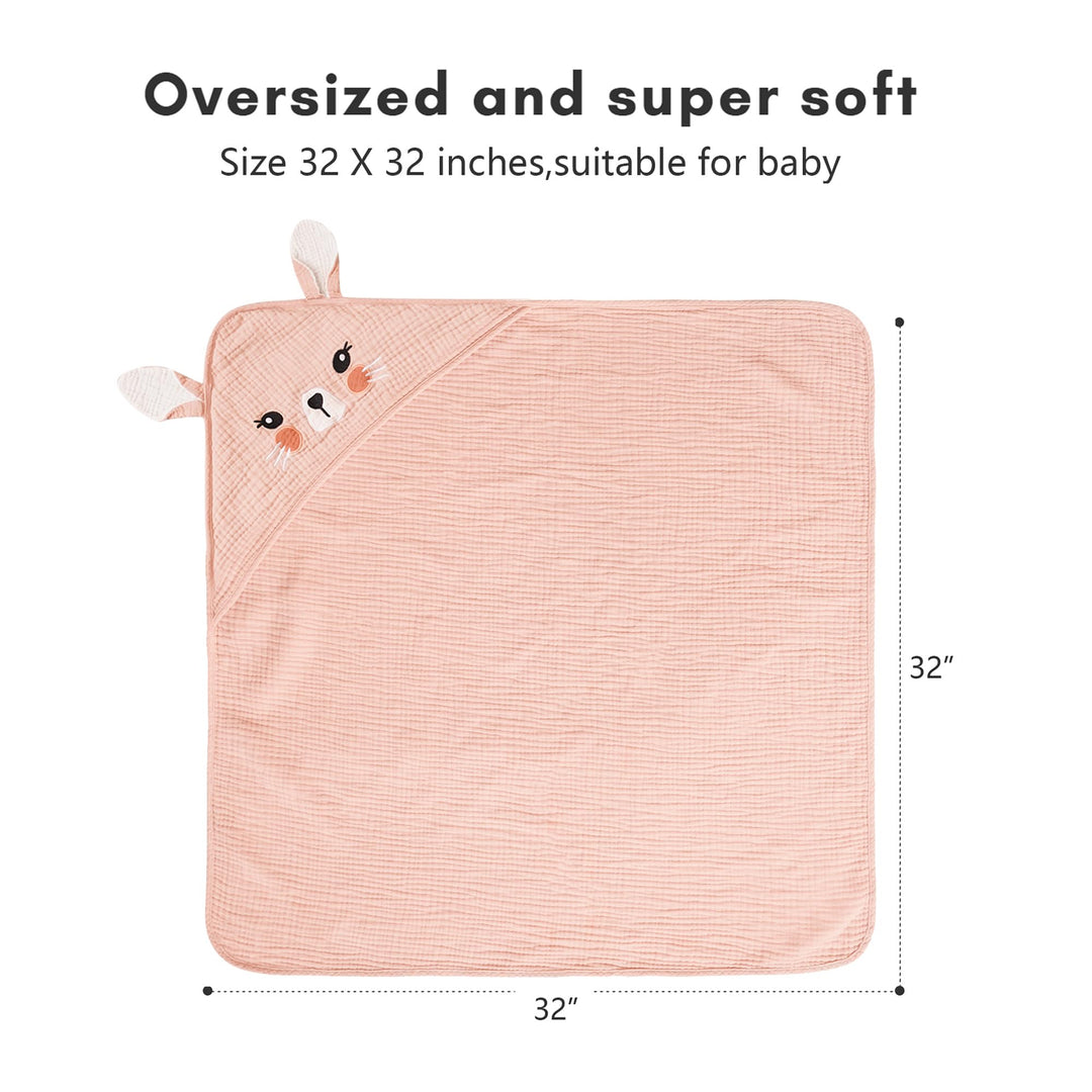 Konssy Muslin Hooded Baby Towels - Rabbit,Dear - image 6