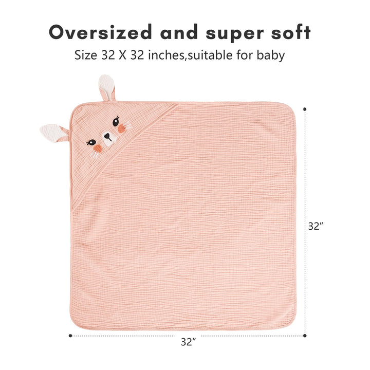 Konssy Muslin Hooded Baby Towels - Rabbit,Dear - image 6