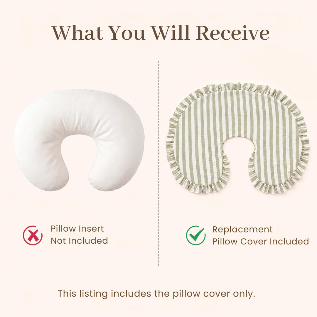 Konssy 100% Muslin Cotton Soft Nursing Pillow Cover with Ruffle Trim - Forest Stripes - image 6