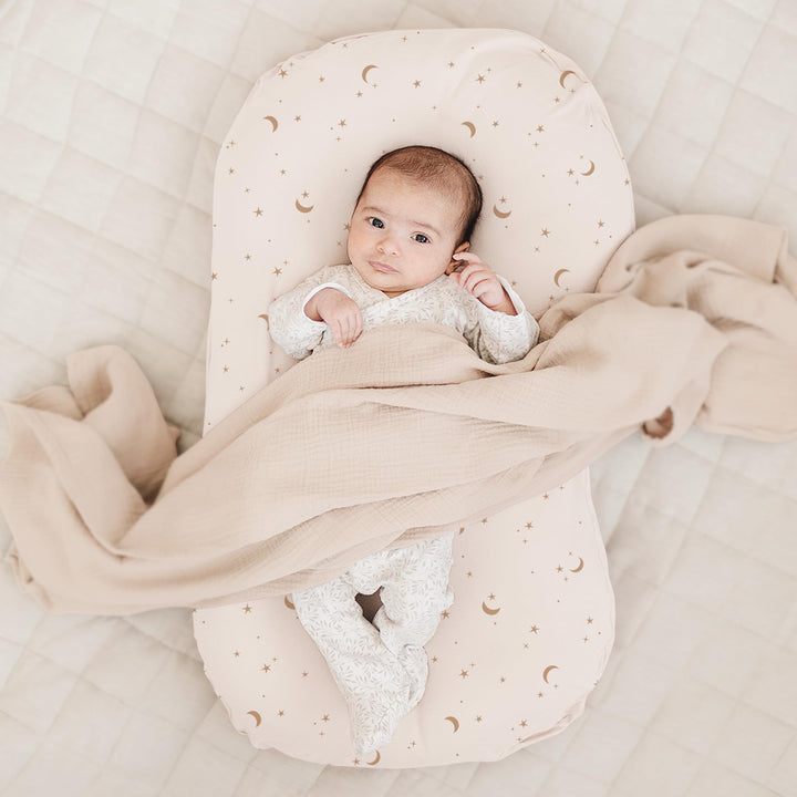 Konssy 2 Pack Baby Lounger Cover, Stretchy Infant Slipcover, Covers Only - Coffee Check,Moon - image 2