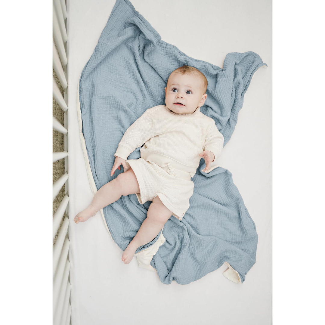Konssy Soft Muslin Baby Blanket for Unisex Boys & Girls, 30 x 40 Inch - Blue - image 4