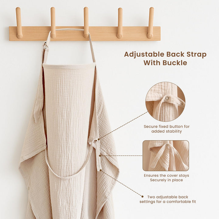Konssy 2-Pack Muslin Nursing Cover Up for Breastfeeding Mom with Rigid Hoop - Cream, Brown - image 4