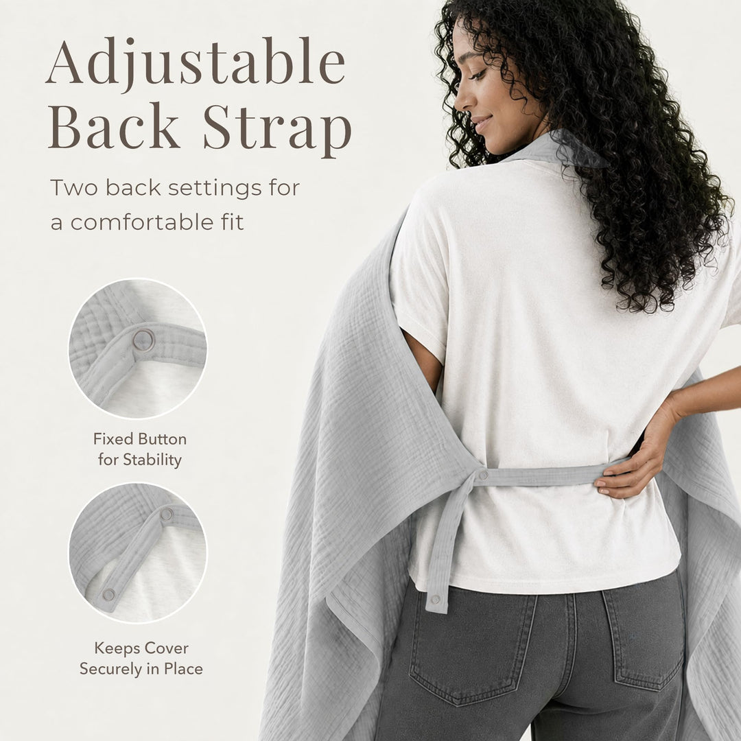 Konssy Muslin Nursing Cover Up for Breastfeeding with Rigid Hoop - Grey - image 5
