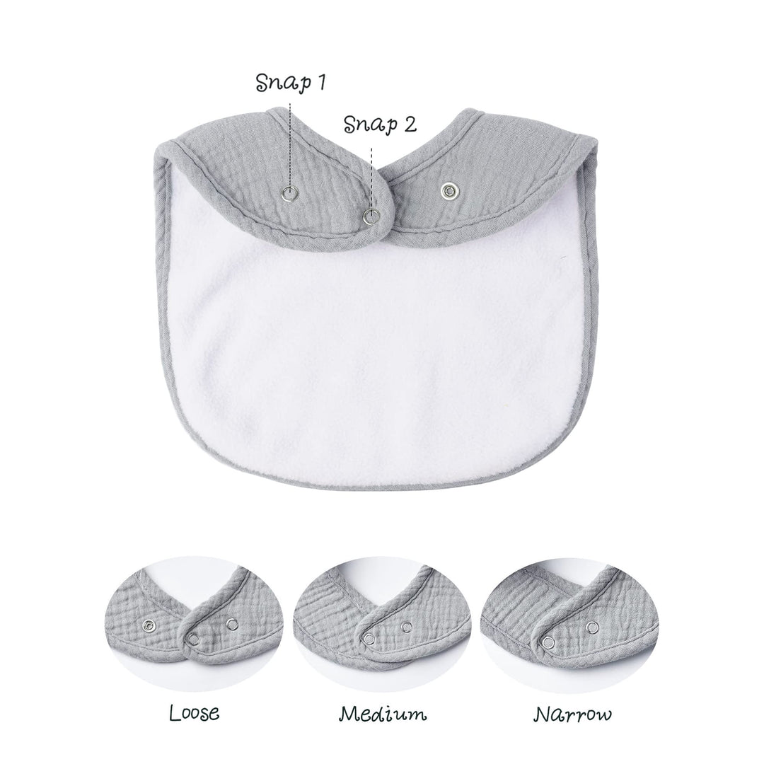 Konssy 8-Pack Muslin Baby Bibs, Adjustable Fit for Drooling and Teething - Pink - image 2