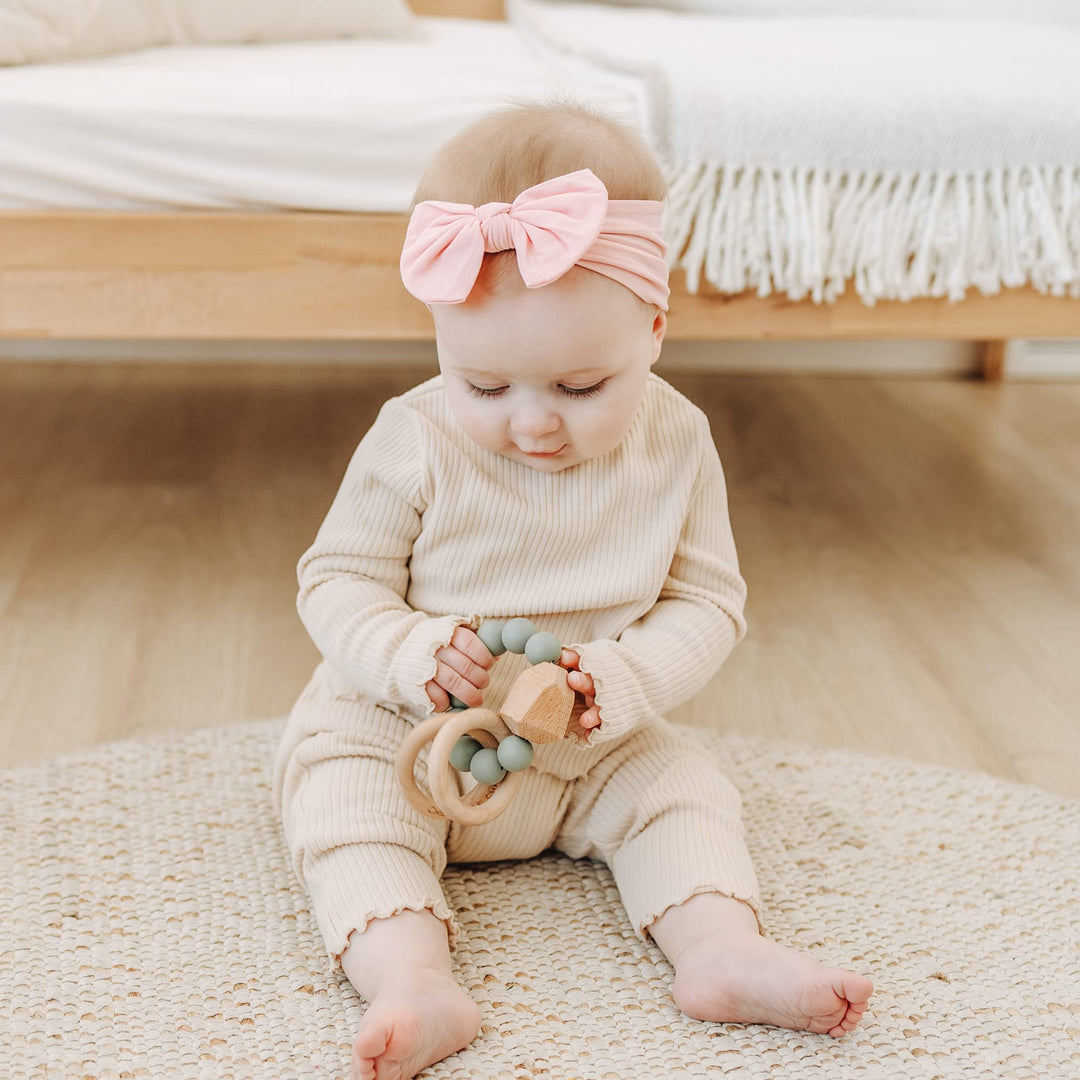 Prohouse 20 Pcs Baby Girl Bows and Headbands, Elastics Nylon Hairbands - Guangban-20Se-4dai-New - image 3