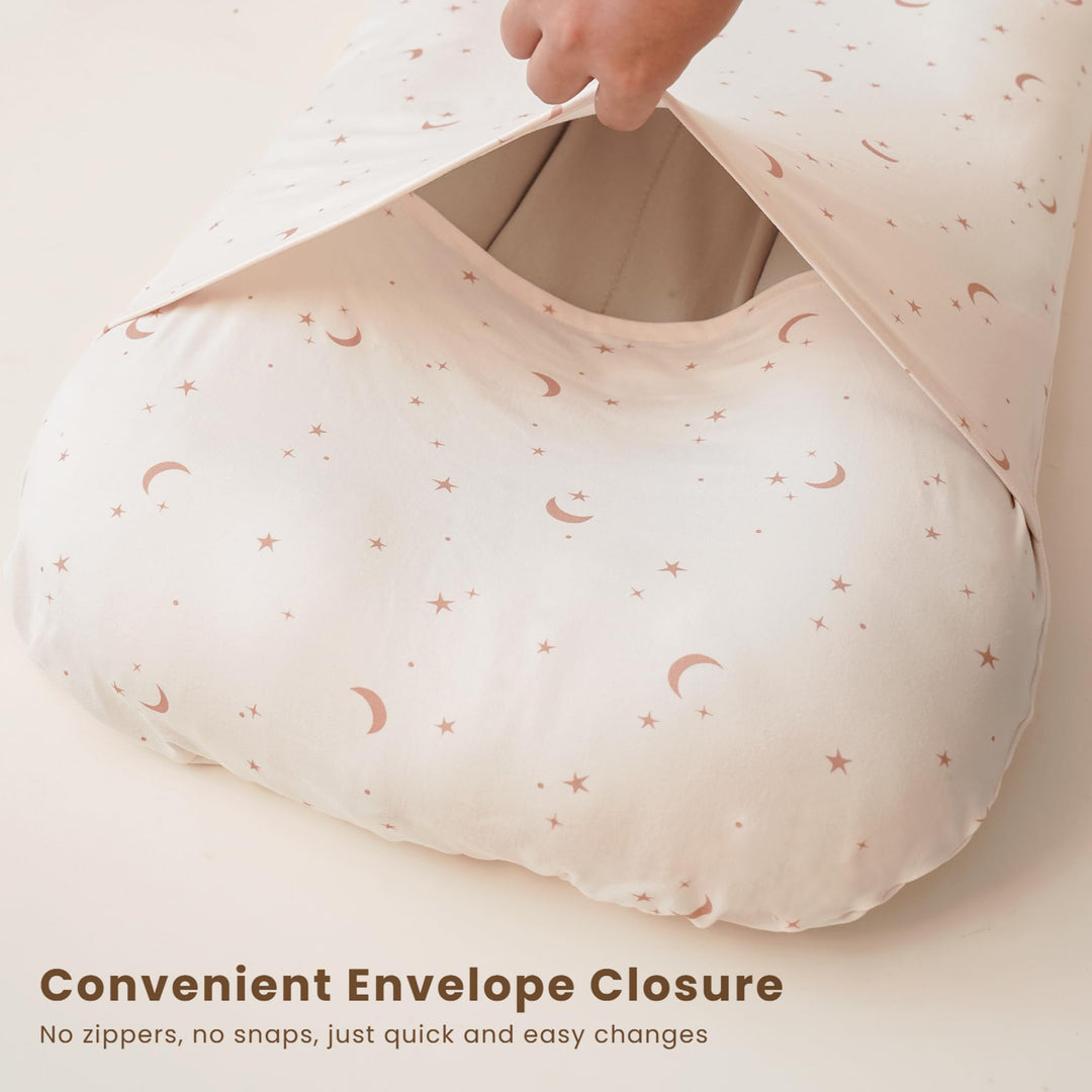 Konssy 2 Pack Baby Lounger Cover, Stretchy Infant Slipcover, Covers Only - Coffee Check,Moon - image 3